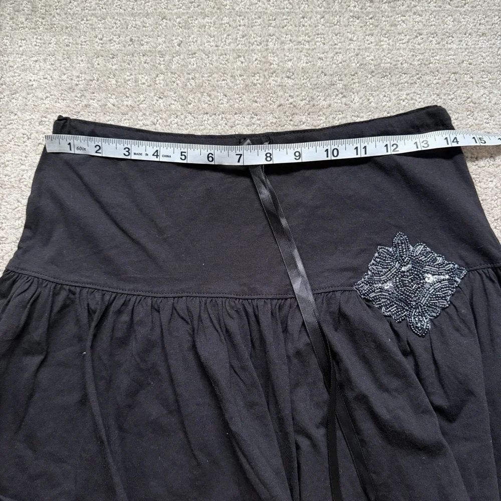 Vintage Y2K Big Flirt Embellished Mini Skirt Black Size Small Womens